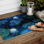 monet water lilies 1899 blue Teal Outdoor Rug Gallery Image 2