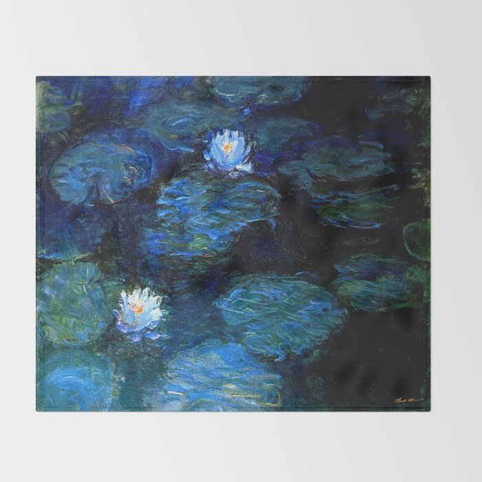 monet water lilies 1899 blue Teal Throw Blanket Gallery Image 2