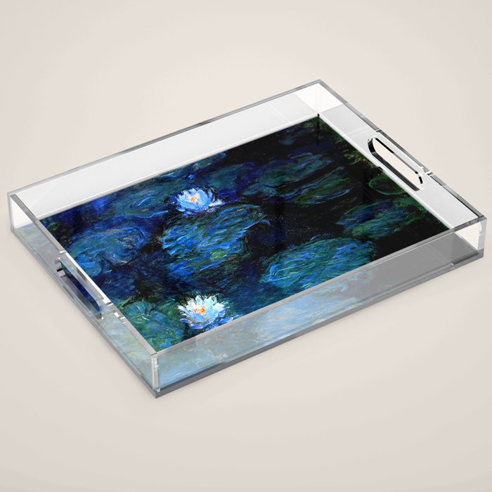 monet water lilies 1899 blue Teal Acrylic Tray Gallery Image 1