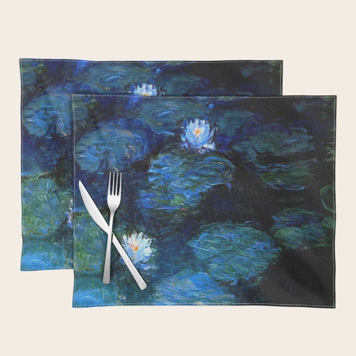 monet water lilies 1899 blue Teal Placemat Gallery Image 1