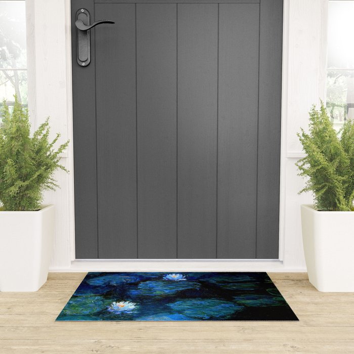 monet water lilies 1899 blue Teal Welcome Mat Gallery Image 3