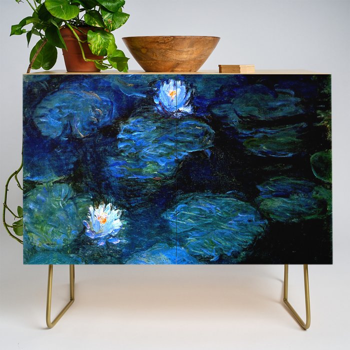 monet water lilies 1899 blue Teal Credenza Gallery Image 1