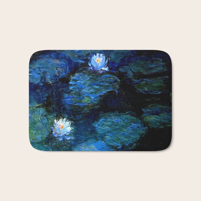 monet water lilies 1899 blue Teal Bath Mat Gallery Image 1