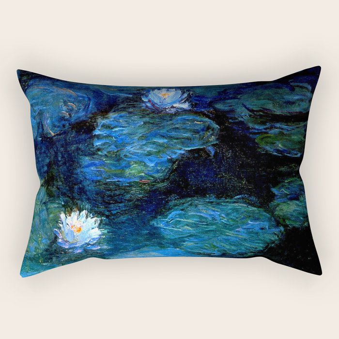 monet water lilies 1899 blue Teal Rectangular Pillow Gallery Image 1