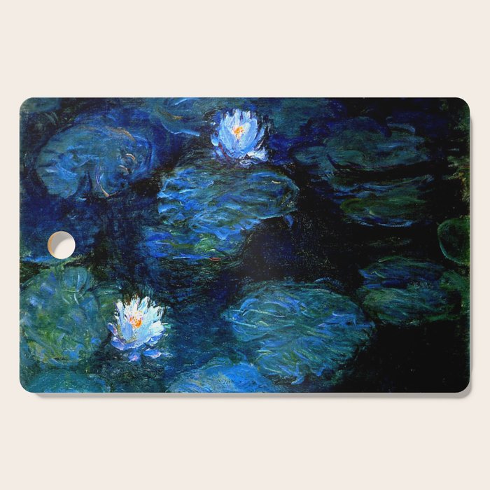 monet water lilies 1899 blue Teal Cutting Board Gallery Image 1