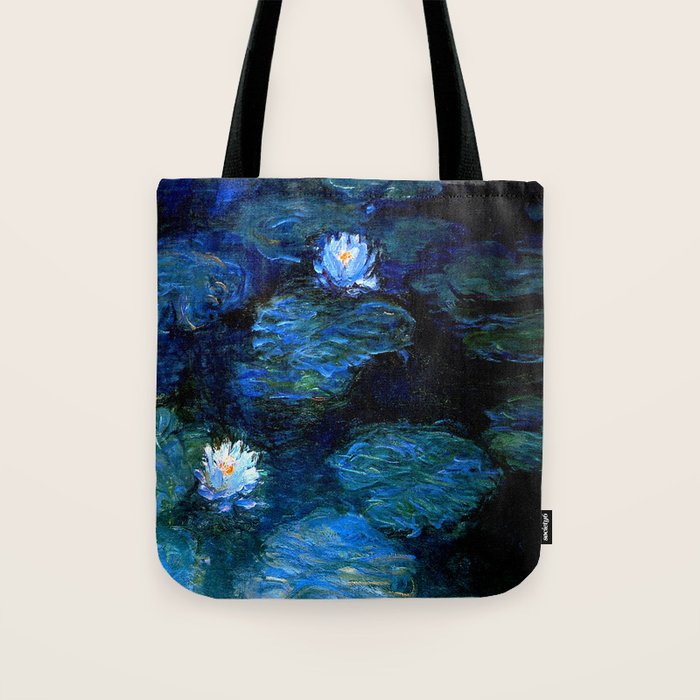 monet water lilies 1899 blue Teal Tote Bag Gallery Image 1
