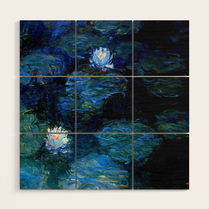 monet water lilies 1899 blue Teal Wood Wall Art Gallery Image 1