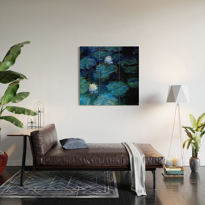 monet water lilies 1899 blue Teal Wood Wall Art Gallery Image 2