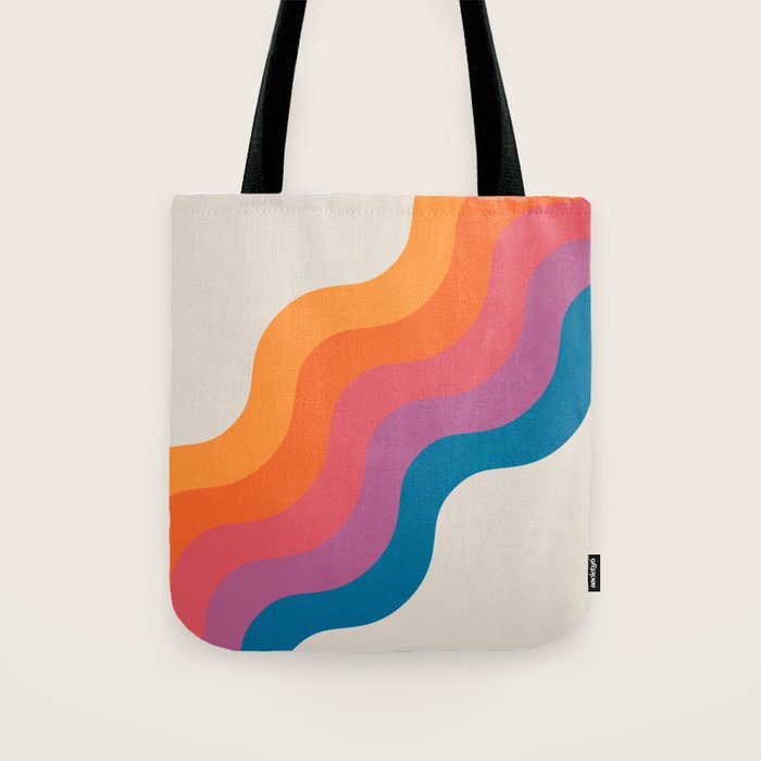 Vintage California Sun: Slanted Stripes Tote Bag Gallery Image 1