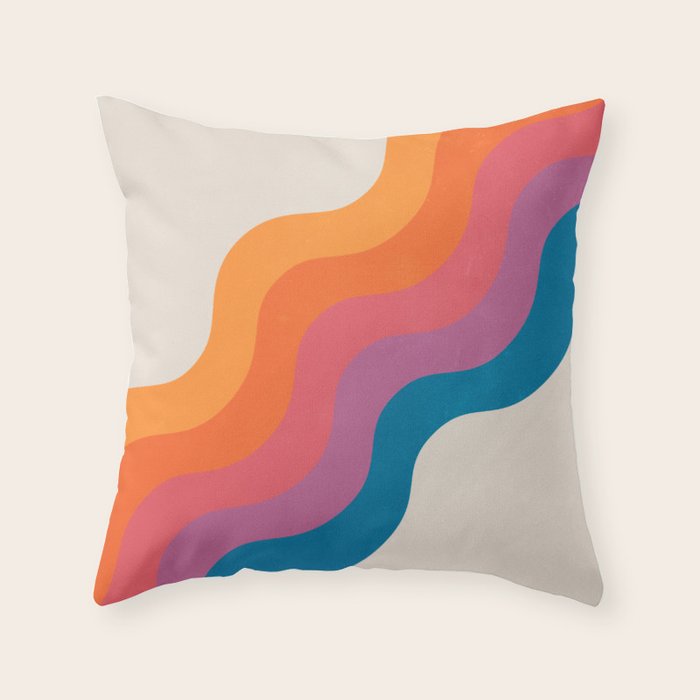 Vintage California Sun: Slanted Stripes Throw Pillow Gallery Image 6