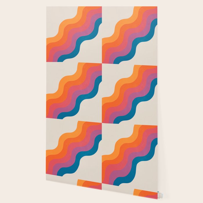 Vintage California Sun: Slanted Stripes Wallpaper Gallery Image 2