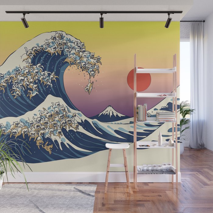 The Great Wave Of  Cat Wall Mural Gallery Image 1