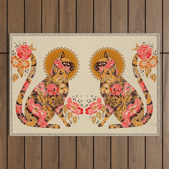 Porcelain Cat - 70s Palette Outdoor Rug Gallery Image 1