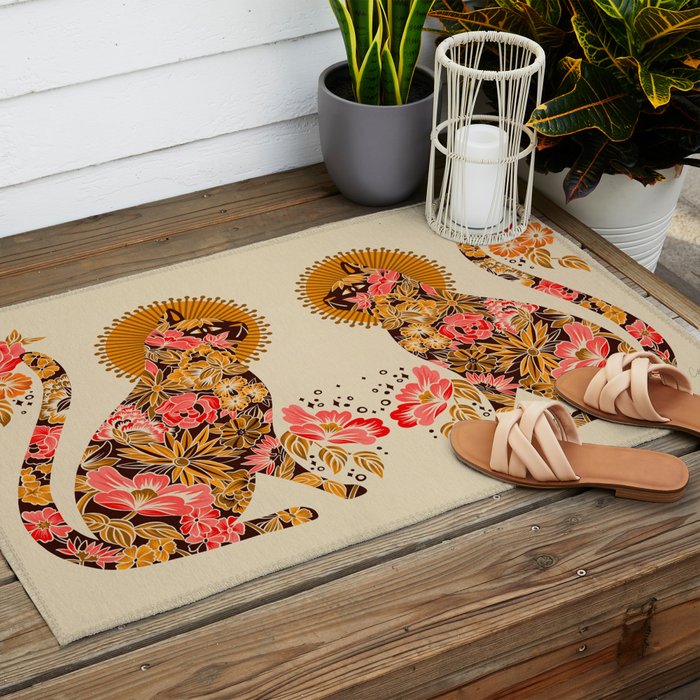 Porcelain Cat - 70s Palette Outdoor Rug Gallery Image 2