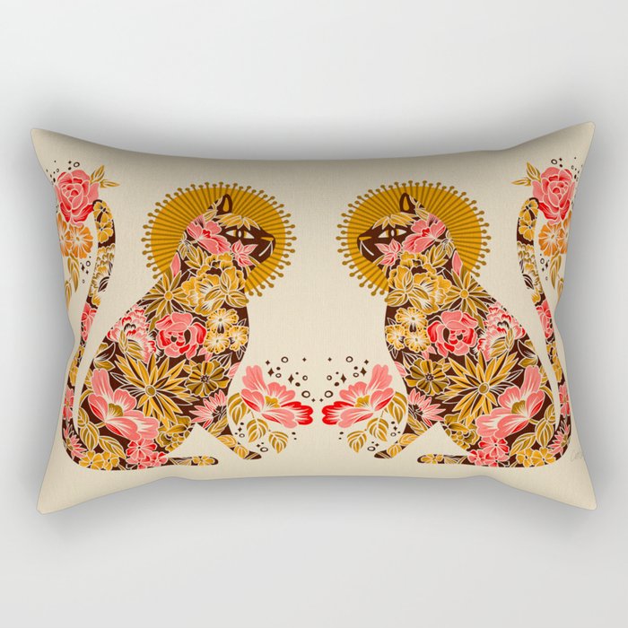Porcelain Cat - 70s Palette Rectangular Pillow Gallery Image 2
