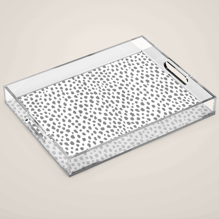 Gray Dalmatian Spots (gray/white) Acrylic Tray Gallery Image 1