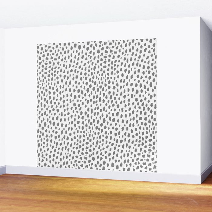 Gray Dalmatian Spots (gray/white) Wall Mural Gallery Image 2