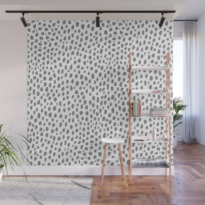 Gray Dalmatian Spots (gray/white) Wall Mural Gallery Image 1