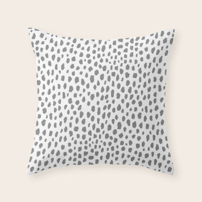 Gray Dalmatian Spots (gray/white) Throw Pillow Gallery Image 6