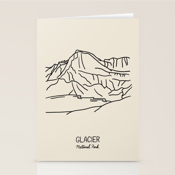 Glacier National Park Black on Cream Stationery Card Gallery Image 1