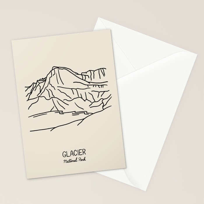Glacier National Park Black on Cream Stationery Card Gallery Image 2