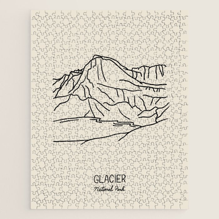 Glacier National Park Black on Cream Jigsaw Puzzle Gallery Image 1