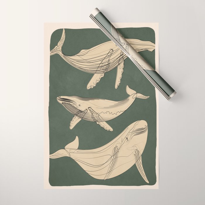 Modern Minimalist Abstract Whales 4 Wrapping Paper Gallery Image 1