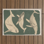 Modern Minimalist Abstract Whales 4 Outdoor Rug Gallery Image 1