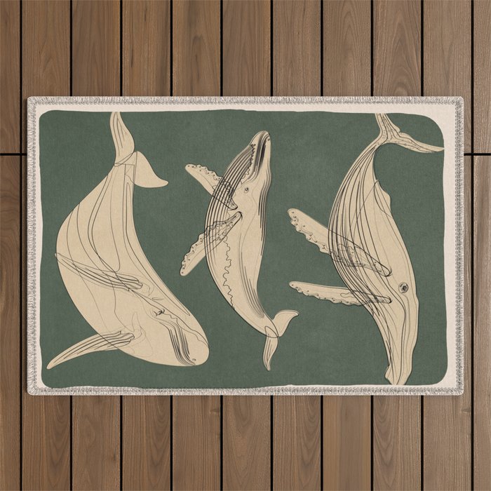 Modern Minimalist Abstract Whales 4 Outdoor Rug Gallery Image 1