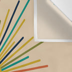 Multicolor Sunburst - Mid Century Modern Sun in Mid Mod Colors on Beige Wall Tapestry Gallery Image 3