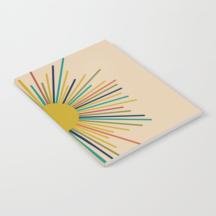 Multicolor Sunburst - Mid Century Modern Sun in Mid Mod Colors on Beige Notebook Gallery Image 1