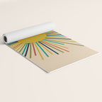 Multicolor Sunburst - Mid Century Modern Sun in Mid Mod Colors on Beige Yoga Mat Gallery Image 2