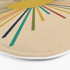 Multicolor Sunburst - Mid Century Modern Sun in Mid Mod Colors on Beige Bath Mat Gallery Image 3