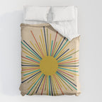 Multicolor Sunburst - Mid Century Modern Sun in Mid Mod Colors on Beige Duvet Cover Gallery Image 6