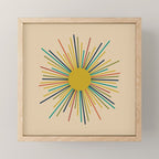 Multicolor Sunburst - Mid Century Modern Sun in Mid Mod Colors on Beige Mini Art Print Gallery Image 1