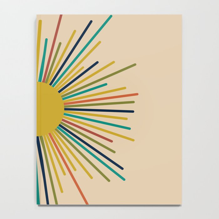 Multicolor Sunburst - Mid Century Modern Sun in Mid Mod Colors on Beige Notebook Gallery Image 4