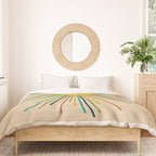 Multicolor Sunburst - Mid Century Modern Sun in Mid Mod Colors on Beige Duvet Cover Gallery Image 3