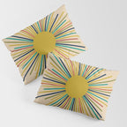 Multicolor Sunburst - Mid Century Modern Sun in Mid Mod Colors on Beige Pillow Sham Gallery Image 3