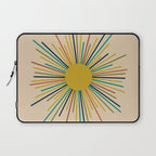 Multicolor Sunburst - Mid Century Modern Sun in Mid Mod Colors on Beige Laptop Sleeve Gallery Image 1