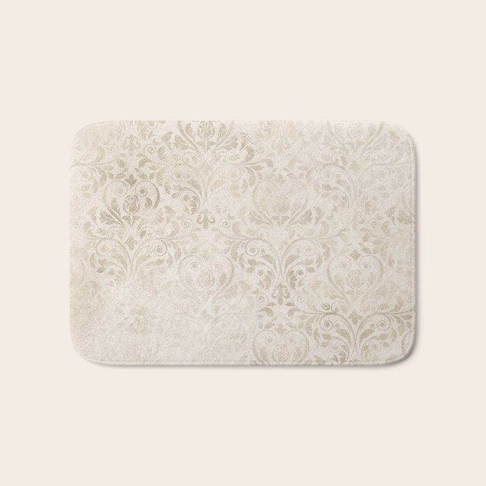 Elegant Ivory Damask 2 Bath Mat Gallery Image 1