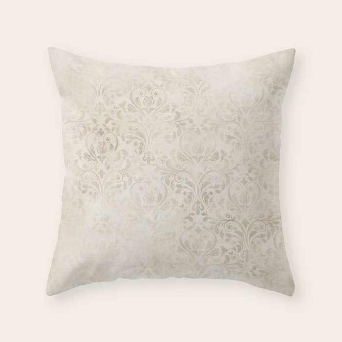 Elegant Ivory Damask 2 Throw Pillow Gallery Image 6