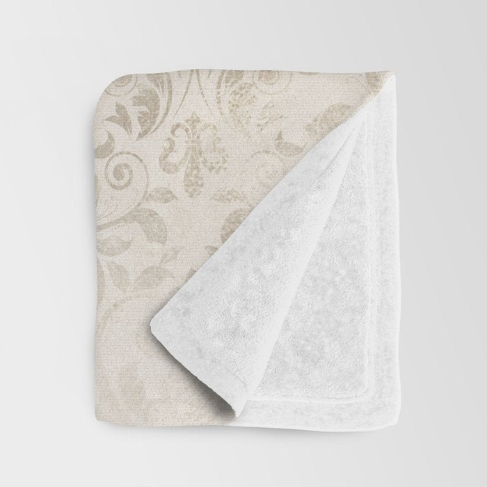 Elegant Ivory Damask 2 Throw Blanket Gallery Image 3