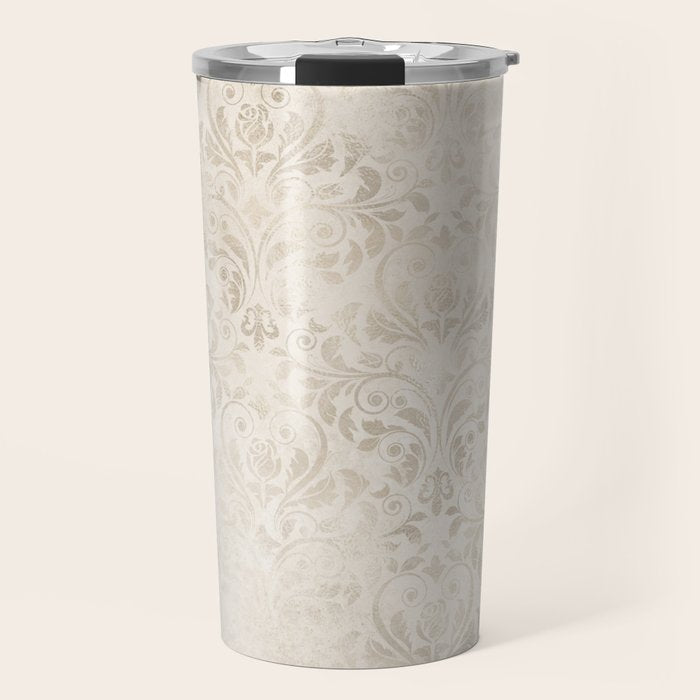 Elegant Ivory Damask 2 Travel Mug Gallery Image 1