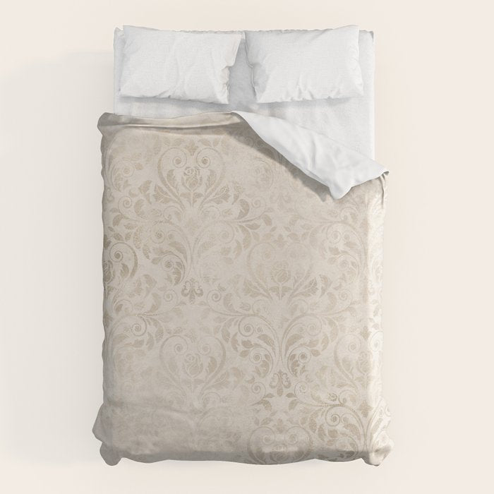 Elegant Ivory Damask 2 Duvet Cover Gallery Image 1