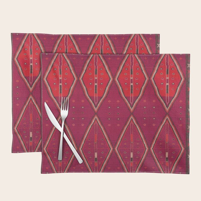 The Crimson Symmetry Handwoven Tribal Kilim Art Placemat Gallery Image 1