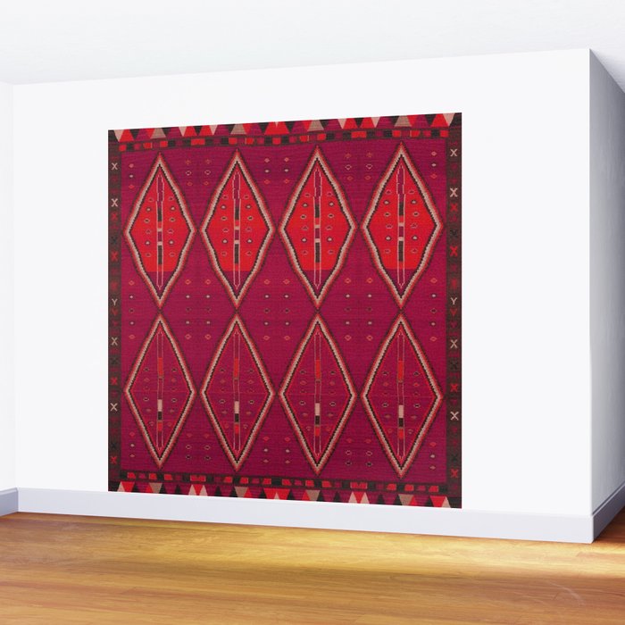 The Crimson Symmetry Handwoven Tribal Kilim Art Wall Mural Gallery Image 2