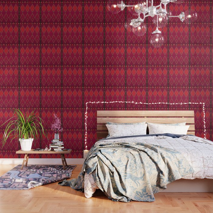 The Crimson Symmetry Handwoven Tribal Kilim Art Wallpaper Gallery Image 3