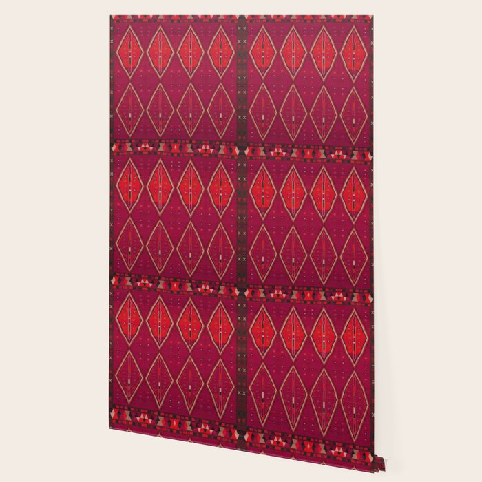 The Crimson Symmetry Handwoven Tribal Kilim Art Wallpaper Gallery Image 2