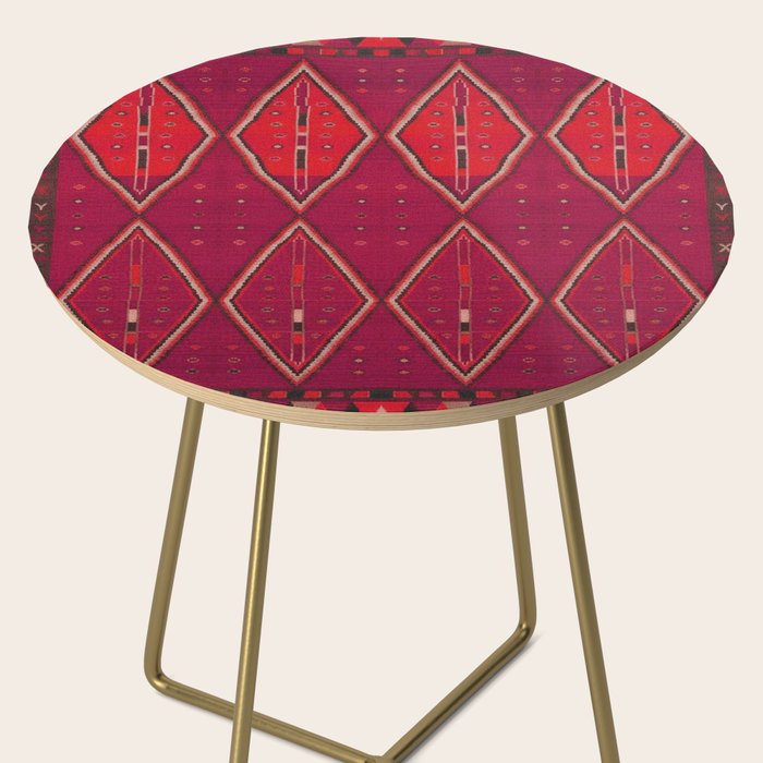 The Crimson Symmetry Handwoven Tribal Kilim Art Side Table Gallery Image 2