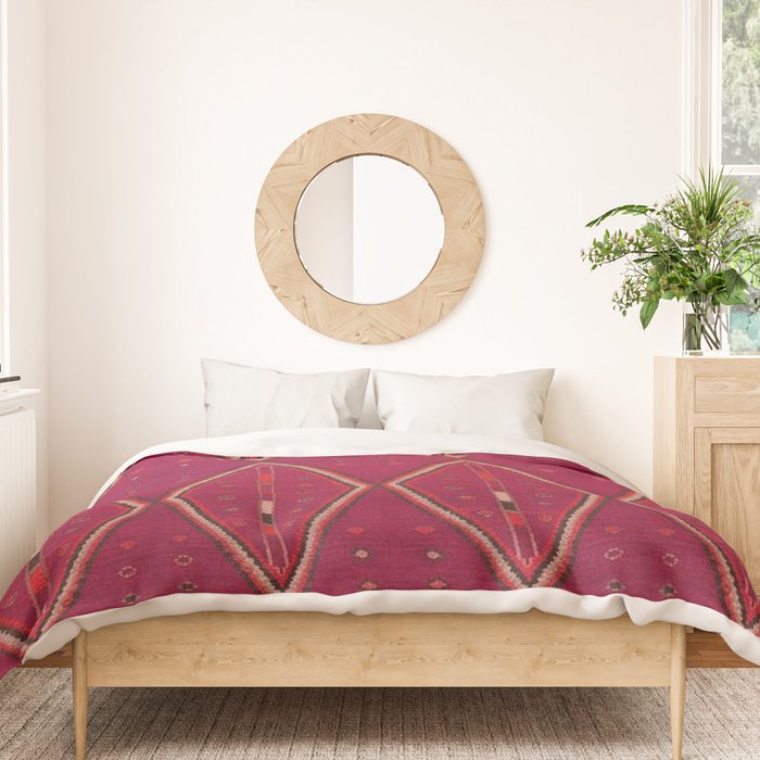 The Crimson Symmetry Handwoven Tribal Kilim Art Duvet Cover Gallery Image 3